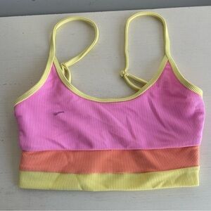 Beach Riot pink and yellow swim suit top 22689